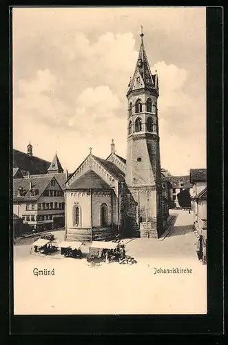 AK Gmünd, Johanniskirche mit Strassenpartie