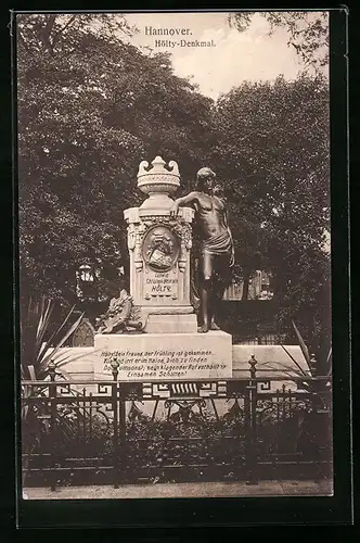 AK Hannover, Hölty-Denkmal mit Park