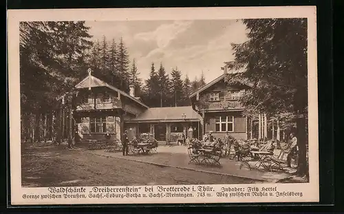 AK Brotterode i. Thür., Waldschänke Dreiherrenstein, Inh.: Fritz Hertel