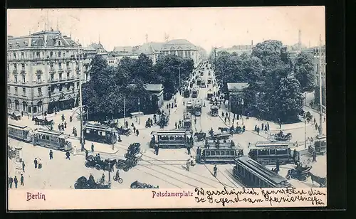 AK Berlin, Potsdamerplatz mit Strassenbahnen