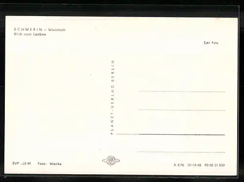AK Schwerin, Weststadt, Blick nach Lankow