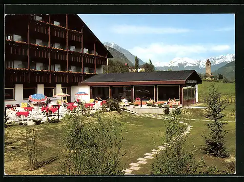 AK Naturns, Hotel Feldhof mit Sonnenterrasse