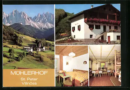 AK St. Peter i. Villnöss, Mühlerhof mit Terrasse