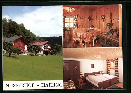 AK Hafling, Gasthaus Nusserhof mit Speisesaal