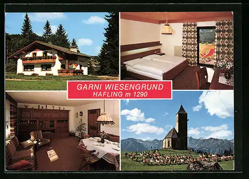 AK Hafling, Garni Wiesengrund mit Haflingern