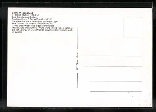 AK Hafling, Garni Wiesengrund mit Haflingern