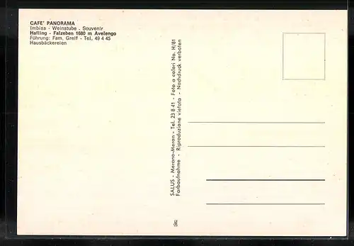 AK Hafling, Café Panorama mit Weinstube