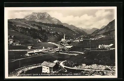 AK Lech a. Arlberg, Ortsansicht mit Karspitze