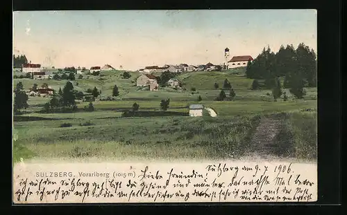 AK Sulzberg, Ortsansicht mit Wiesen