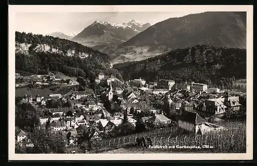AK Feldkirch, Ortsansicht mit Gurtisspitze