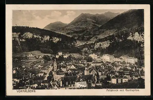 AK Feldkirch, Ortsansicht mit Gurtispitze
