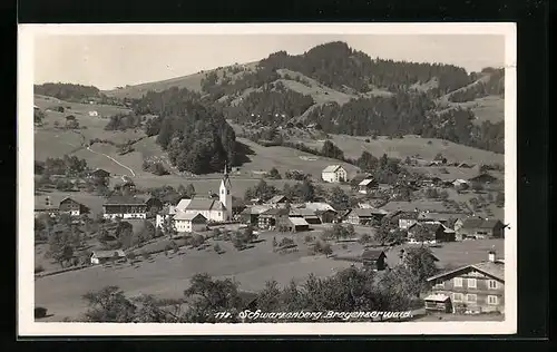 AK Schwarzenberg, Ortsansicht aus der Vogelschau
