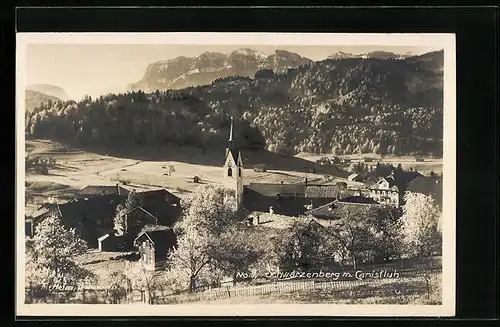 AK Schwarzenberg, Ortsansicht mit Canisfluh