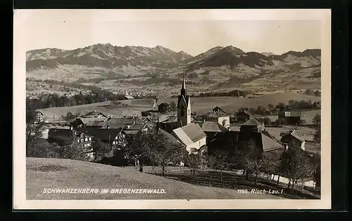 AK Schwarzenberg, Ortsansicht aus der Vogelschau