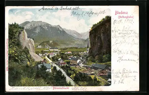 AK Bludenz, Bürserschlucht mit Bergpanorama