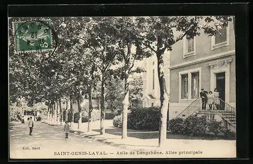 AK Saint-Genis-Laval, Asile de Longchene, Allée principale