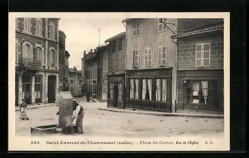 AK Saint-Laurent-de-Chamousset, Place du Centre, Rue de l`Eglise