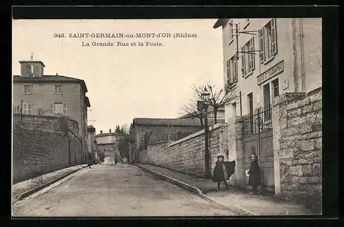 AK St-Germain-au-Mont-d`Or, La Grande Rue et la Poste