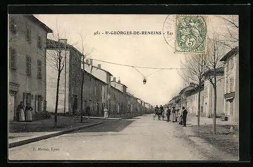 AK St-Georges-de-Reneins, Strassenpartie mit Kutsche