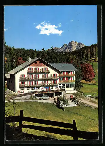 AK Hafling, Pension Café Restaurant Victoria mit Bergpanorama