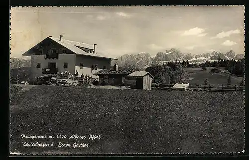 AK Deutschnofen, Gasthof Pfösl mit Bergpanorama