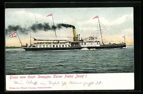 AK Österr. Dampfer Kaiser Franz Josef I. gibt Volldampf