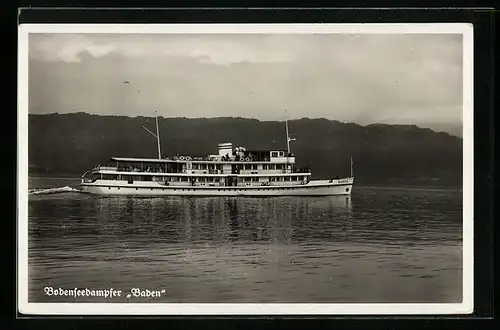 AK Bodenseedampfer Baden gegen Hügellandschaft