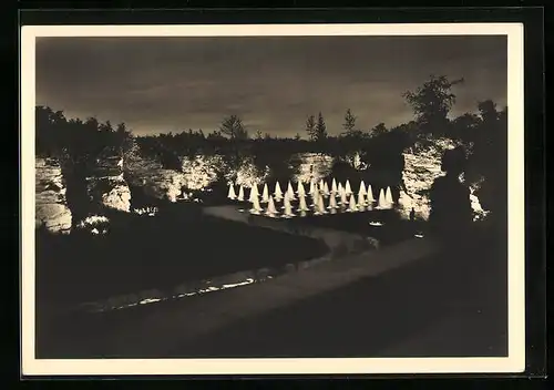AK Stuttgart, Reichsgartenschau 1939, Abendstimmung im Tal der Rosen