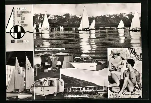 AK Berlin, Internationale Boots- und Freizeitschau 1968, Ferienziel Starnberger See, Ferienziel Mallorca, Segelboote