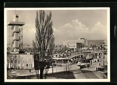 AK Hannover, Deutsche Industrie-Messe 1953, Der Haupteingang mit dem Messehaus