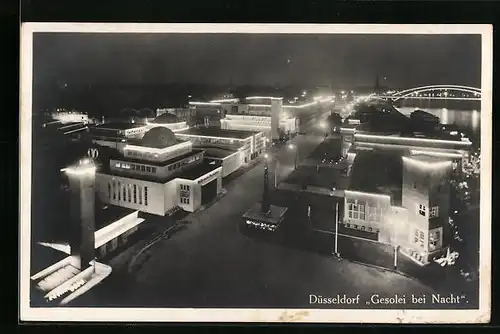 AK Düsseldorf, Ausstellung für Gesundheitspflege 1926 - Gesolei bei Nacht