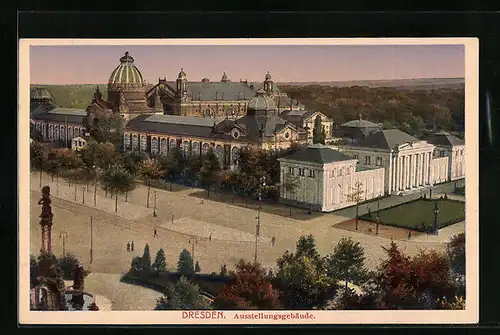 AK Dresden, Ausstellungsgebäude von oben gesehen