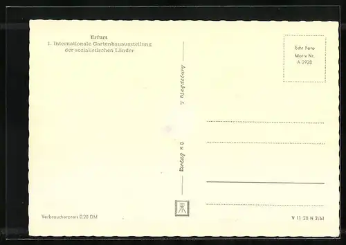AK Erfurt, 1. Internationale Gartenbauausstellung der sozialistischen Länder 1961 - Ausstellungsgelände