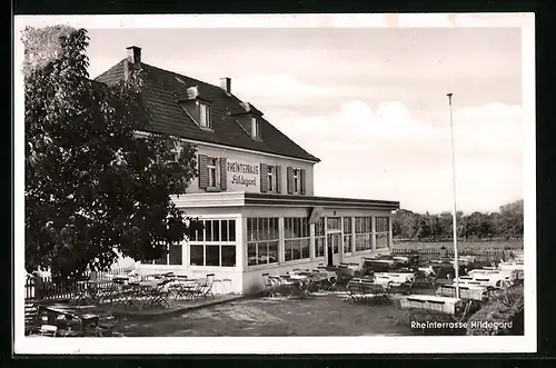 AK Heidesheim-Heidenfahrt, Gasthaus Rheinterrasse Hildegard