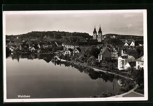 AK Waldsee, Uferpartie mit Kirche