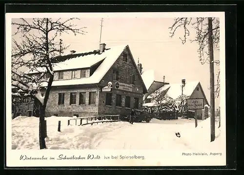 AK Jux bei Spiegelberg, Gasthaus Schönblick im tiefsten Winter