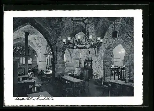 AK Trier, Gasthaus Schieffer Keller, Stapelhalle, Innenansicht