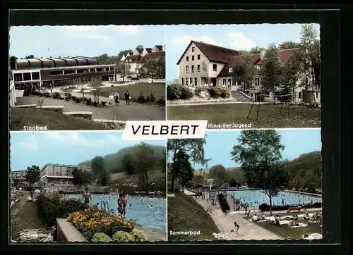 AK Velbert, Stadtbad, Haus der Jugend, Sommerbad