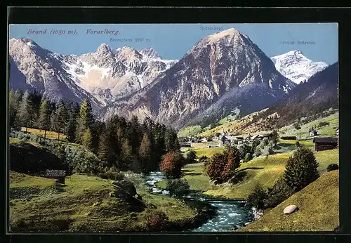 AK Brand, Teilansicht mit Scesaplana, Mottenkopf und Panüler Schrofen