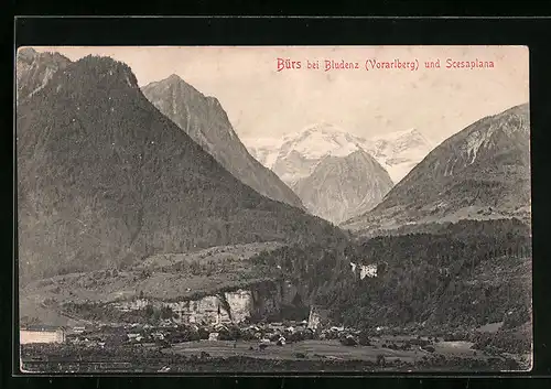 AK Bürs bei Bludenz, Teilansicht mit Scesaplana