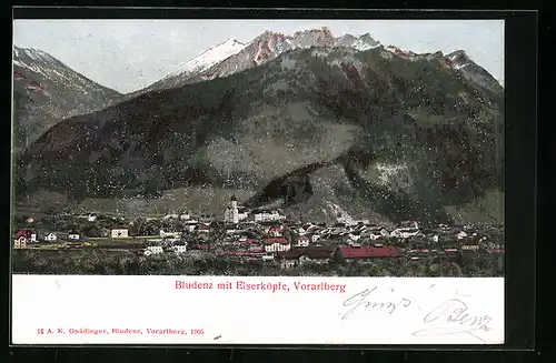 AK Bludenz, Teilansicht und Elserköpfe