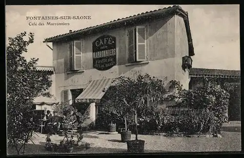 AK Fontaines-sur-Saone, Cafe des Marronniers