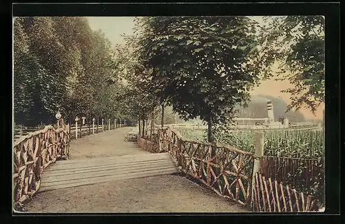 AK Berlin-Rauchfangswerder, Hotel und Restaurant Waldhaus - Garteneingang, Uferpromenade