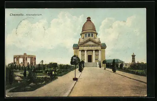 AK Chemnitz /Sa., Krematorium mit Zufahrt