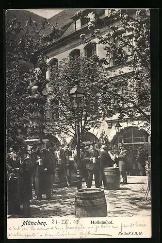 AK München, Münchner Hofbräuhaus mit Gästen und Bayer. Löwen