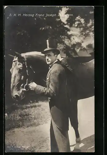 AK Herzog Franz Joseph von Bayern mit Pferd