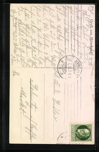 Künstler-AK Münchner Kindl kocht Weisswürste