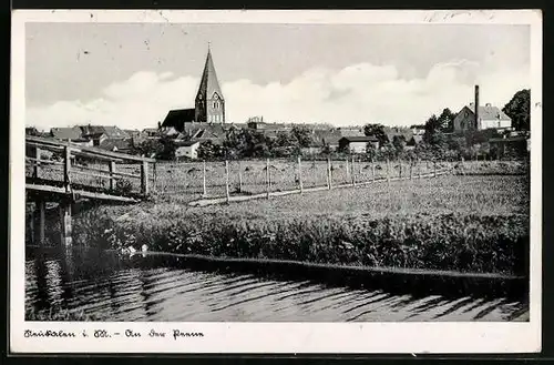 AK Neukalen i. M., Flusspartie mit Kirche