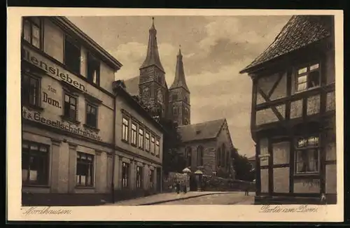 AK Nordhausen, Strassenpartie am Dom