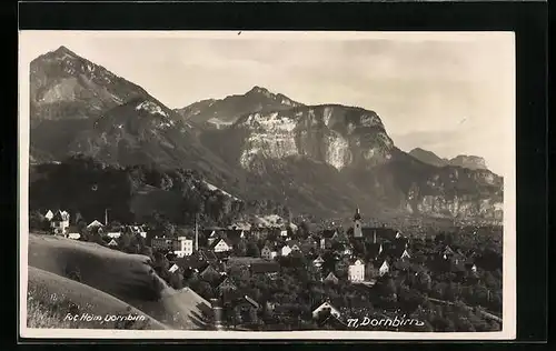 AK Dornbirn, Totalansicht mit Bergpanorama